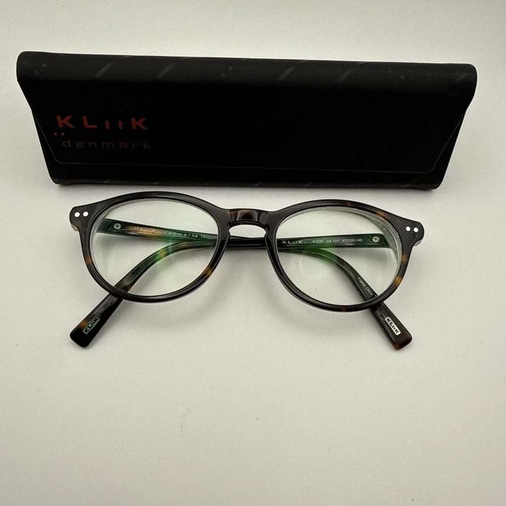KLIIK DENMARK Frames Only K-539 47029-140 tortoise AUTHENTIC EYEGLASSES &  Case!